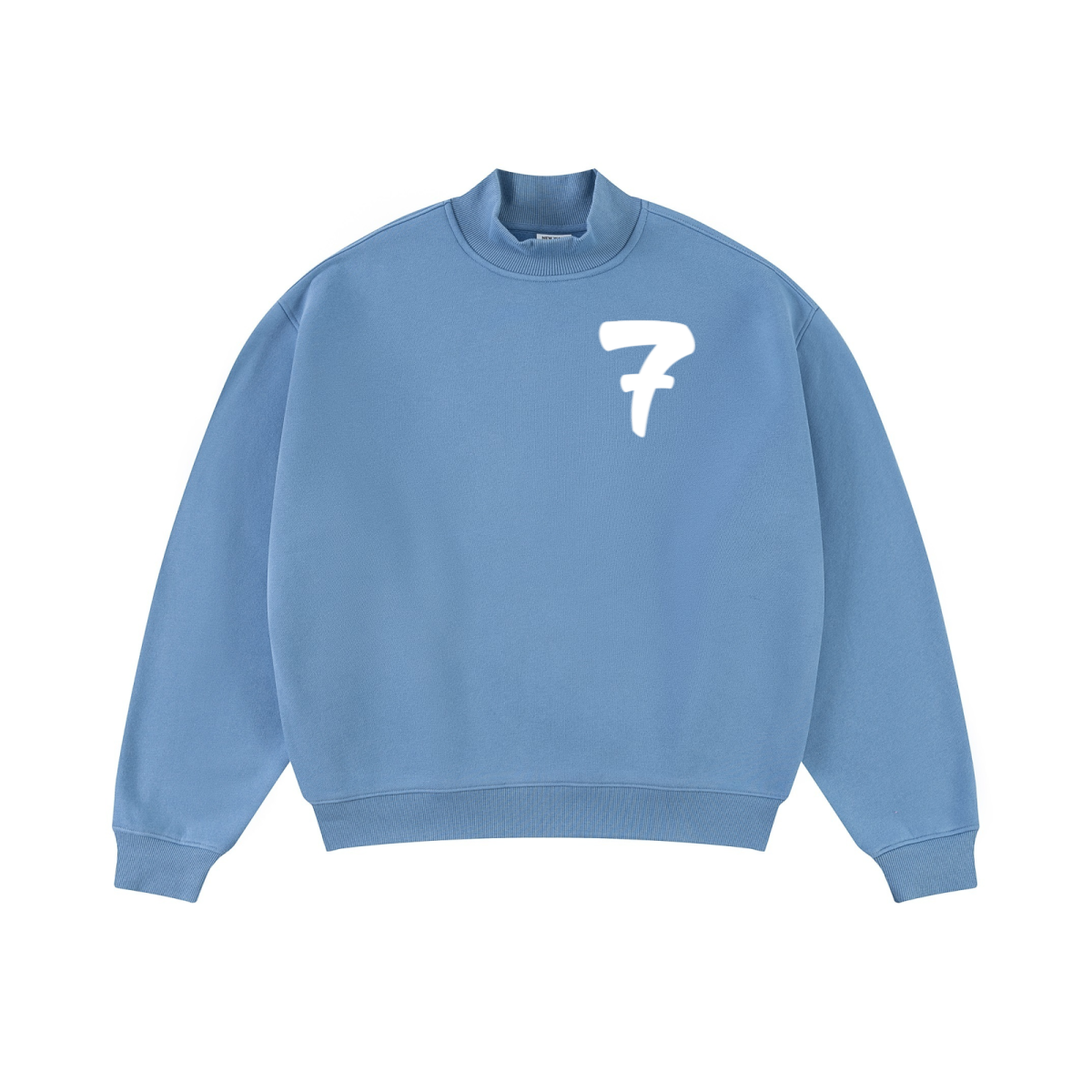370GSM  Unisex Raw-Edge Ripped French Terry PP-Sprayed Sweatshirt Medium Blue