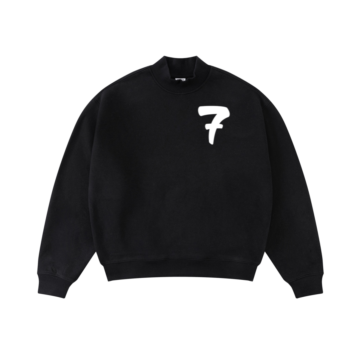 370GSM  Unisex Raw-Edge Ripped French Terry PP-Sprayed Sweatshirt Black