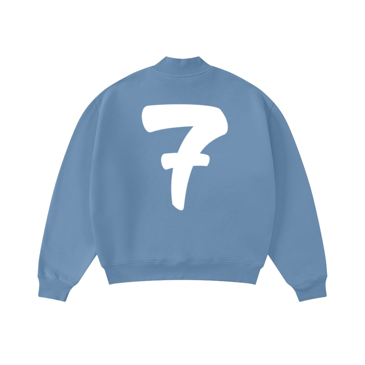 370GSM  Unisex Raw-Edge Ripped French Terry PP-Sprayed Sweatshirt Medium Blue