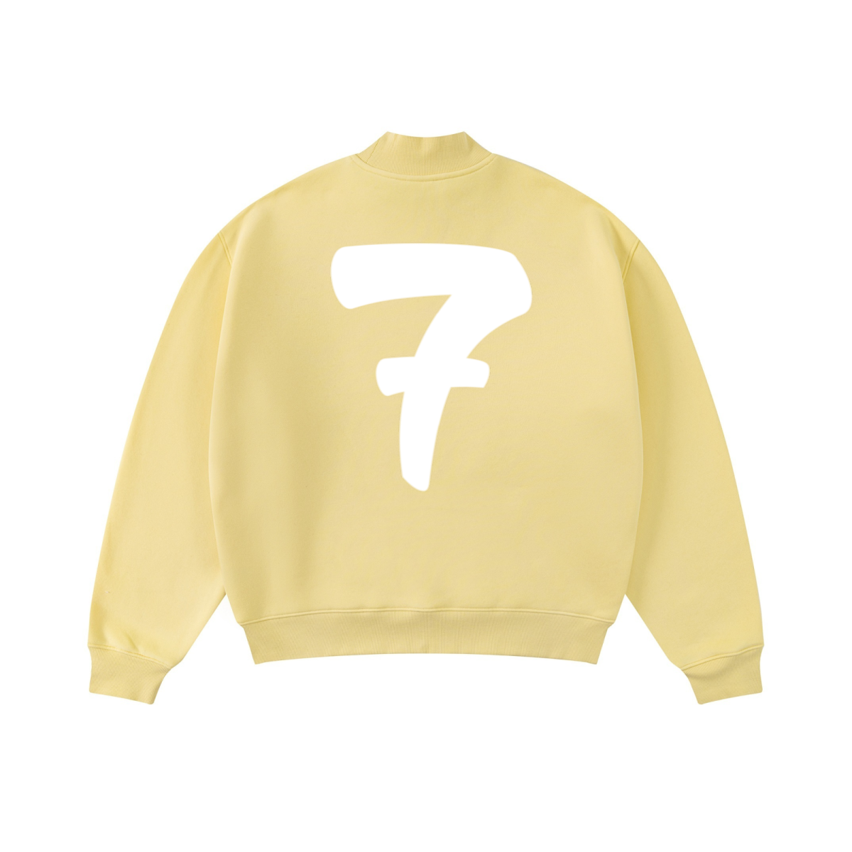 370GSM  Unisex Raw-Edge Ripped French Terry PP-Sprayed Sweatshirt Light Yellow