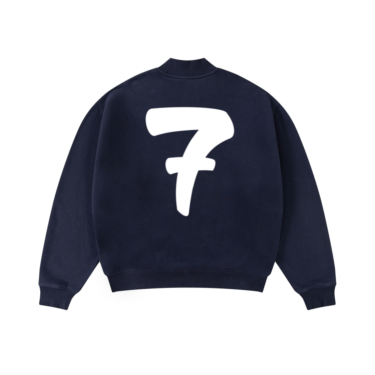 370GSM  Unisex Raw-Edge Ripped French Terry PP-Sprayed Sweatshirt Midnight Blue