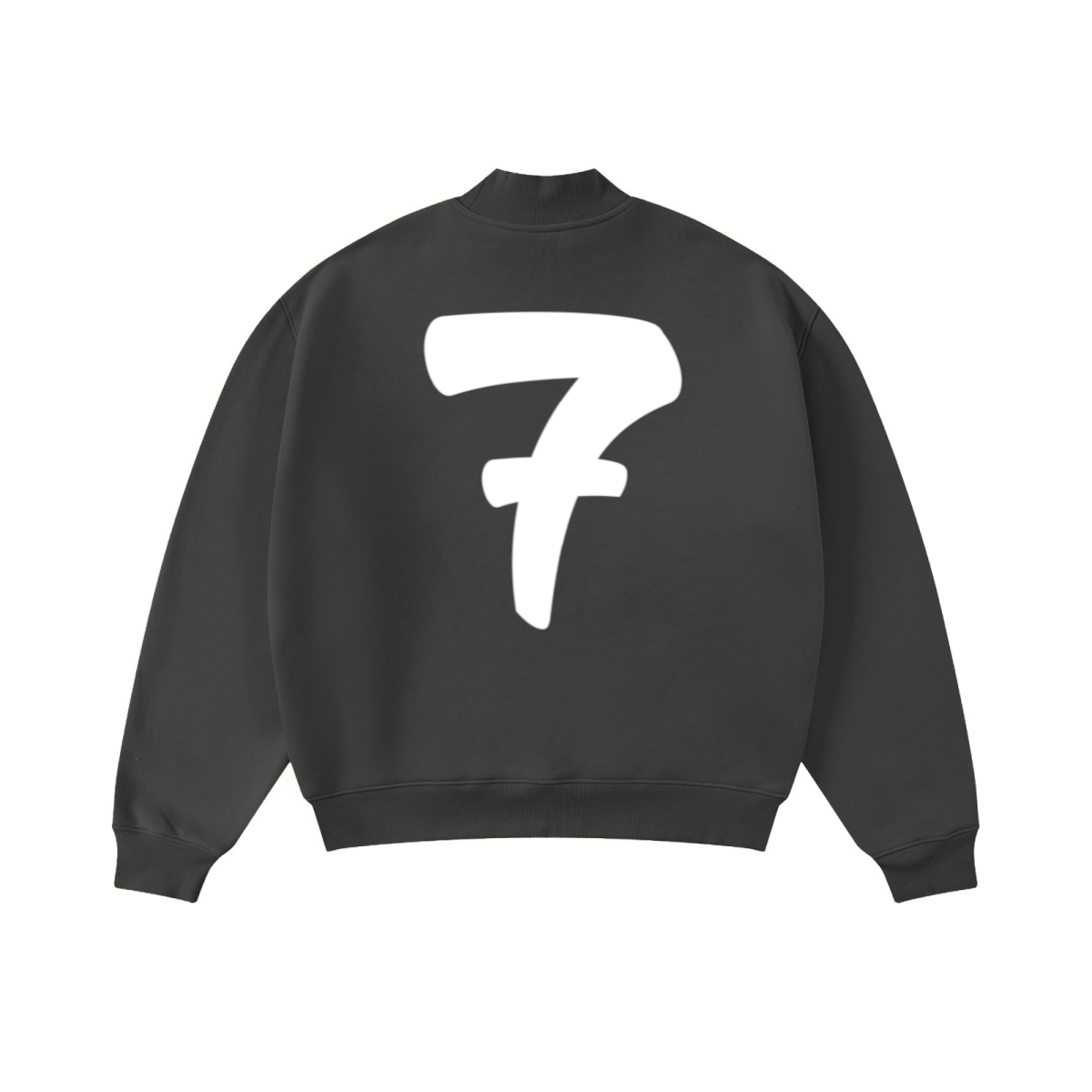 370GSM  Unisex Raw-Edge Ripped French Terry PP-Sprayed Sweatshirt Dark Grey