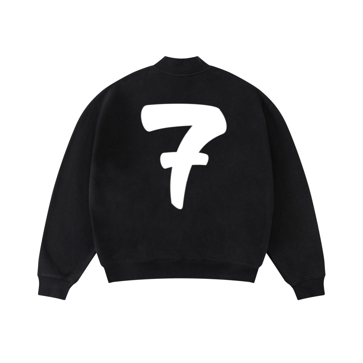 370GSM  Unisex Raw-Edge Ripped French Terry PP-Sprayed Sweatshirt Black