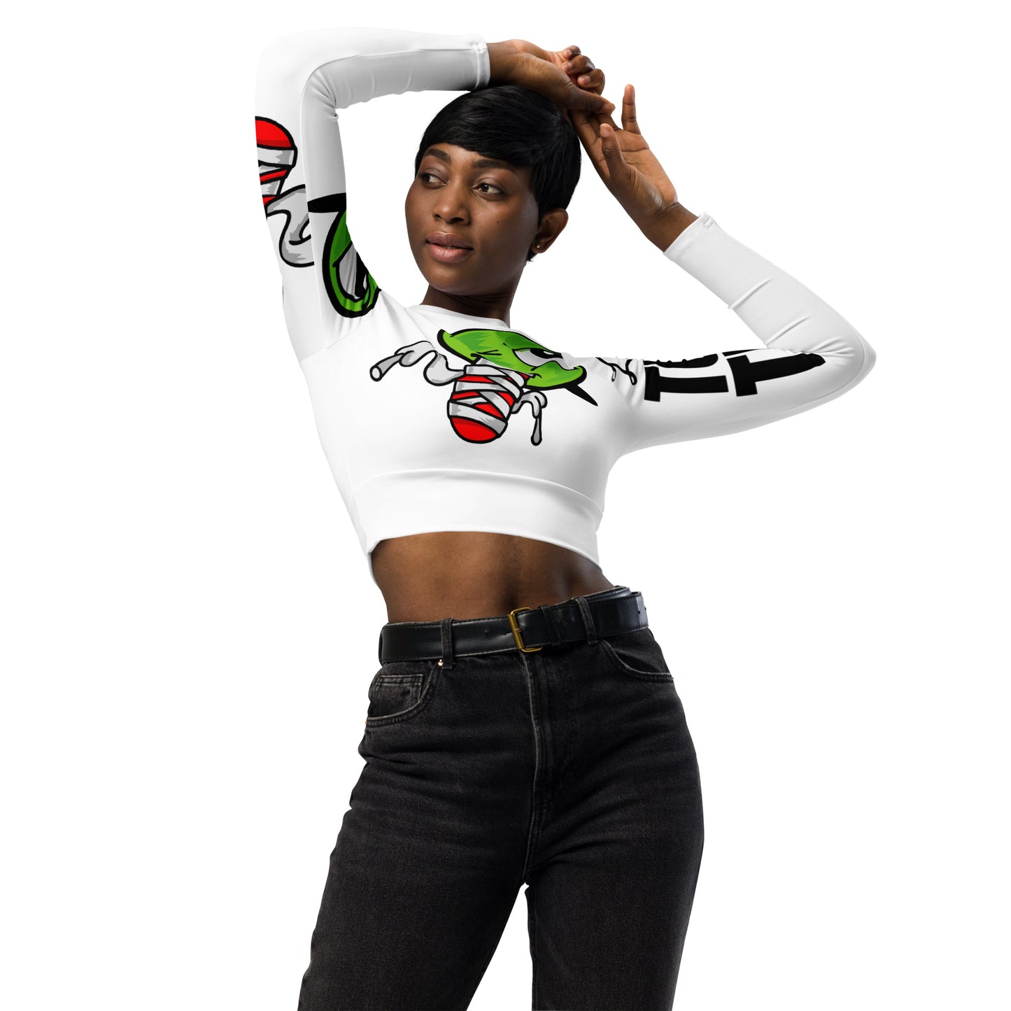 Recycled long-sleeve crop top