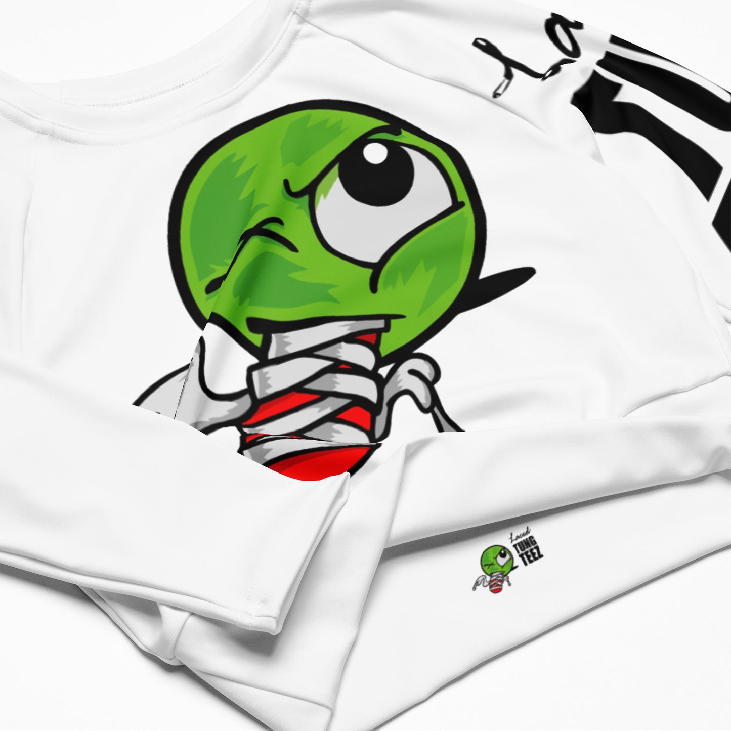 Recycled long-sleeve crop top