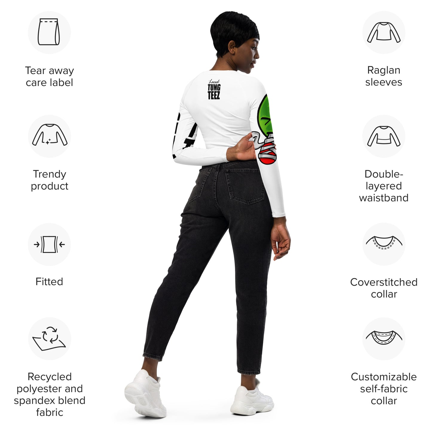 Recycled long-sleeve crop top